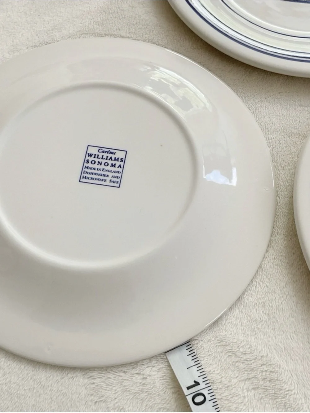 Williams Sonoma Carême Dessert Plates Set of 3 Blue White Made in England